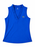 Sleeveless athletic top with ruffle