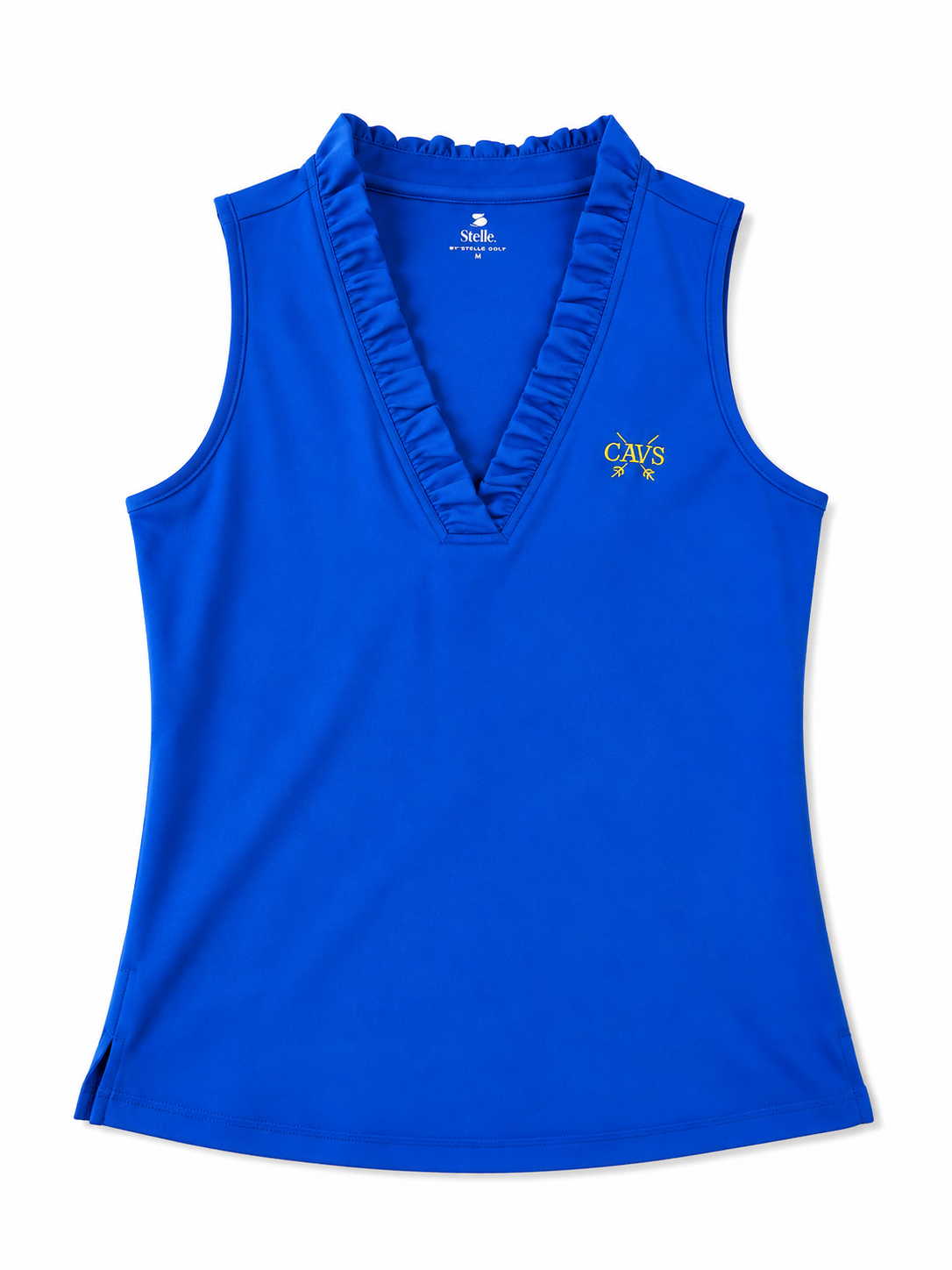 Sleeveless athletic top with ruffle