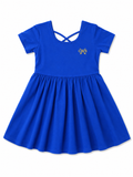 Girls cotton A line dress - BLUE
